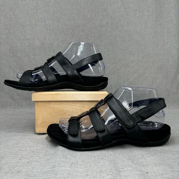 Vionic Shoes - Vionic Amber Adjustable Sandals Strappy Black Crocodile Women's Size 7